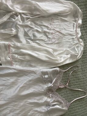 Silky White & Blush “Mrs” Satin Sleep Set - Women's Intimates